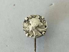 ANCIENNE ÉPINGLE DE COL ART NOUVEAU profil femme 1900