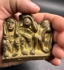 Gilded Bronze Clipboard "The 3 Monkeys" Wisdom!