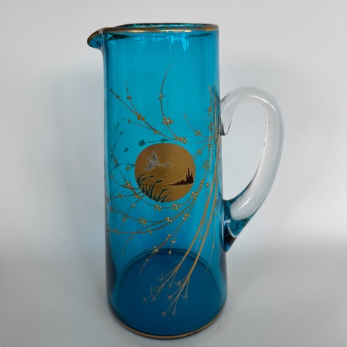 Pichet verre émaillé bleu - pichet,