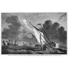 NETHERLANDS Stormy Weather at the Entrance to the Texel - Antique Print 1857