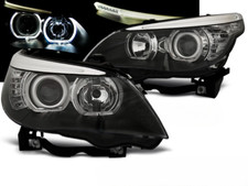 Paire de feux phares BMW serie 5 E60 / E61 03-07 angel eyes led noir