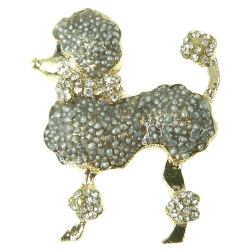 Broche chien caniche gris