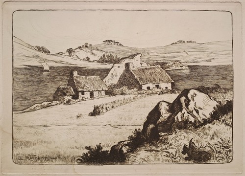 Gravure edmond rocher paysage - gravure,
