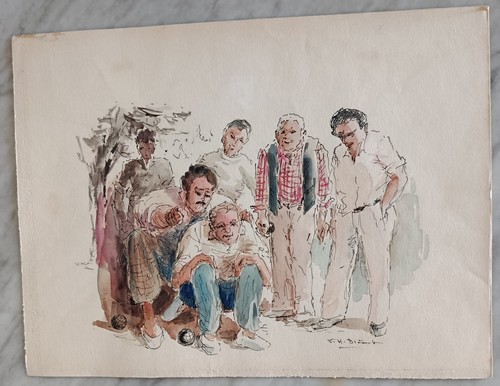 Pétanque dessin aquarellé - la,