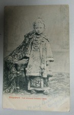 (USA) RARE carte postale SINGAPOUR FULL enfant habillé Chinois 1906 avec timbre 