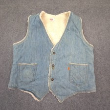 Vintage Levi's Vest Womens LARGE Blue Denim Hendrix Orange Tab Sherpa Size L