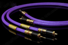 2 Purple QED Audiophile Grade 4-core Silver Alloy Amplifier Audio Signal Cable 