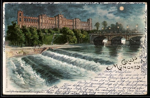 Lithographie munich royal - lithographie, munich,