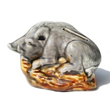 Antique Breaking Piggy Bank / Boar in Earthenware of Onnaing No. 798