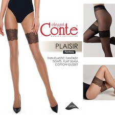 Collant transparent Conte Plaisir imitation bronze noir de bas ajourés 20 den