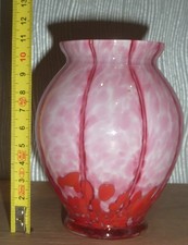 rare pretty old small molded glass vase lined Clichy Murano Biot glassware?