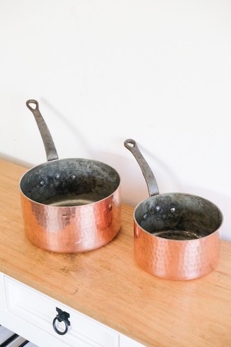 Lot casseroles cuivre massif - casseroles,