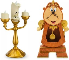 Disney Parks Excluisve Cogsworth Clock & Lumiere LED Lamp  Beauty and the Beast