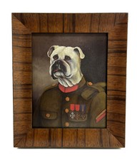 Oil on Canvas Painting Amphormorphic Bull Dog Soldier, Style of Poncelet