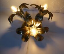 WILLY DARO MASSIVE BELGIUM LILLY FLOWER CEILING LAMP BRASS VINTAGE MID CENTURY