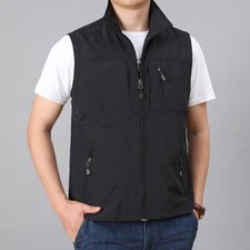 Hommes Utilitaire Gilet Débardeur sans Manche Veste Motard Extérieur Décontracté