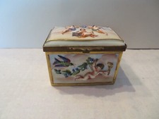 old Capo Di Monte porcelain box with putti decor