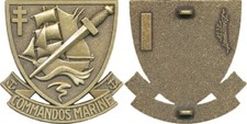 Commandos Marine, insigne de béret, 49 mm, 2 épingles, tirage 2012, Boussemart