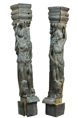 Ancienne paire caryatides - paire, de