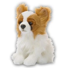 Peluche Chien Epagneul Nain (28cm) Réaliste Jouet En Tissu Papillon
