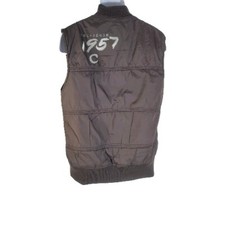 Chevignon Vest Mens Medium Large  Retro Vintage Quilted 80s 90s Brown Zip