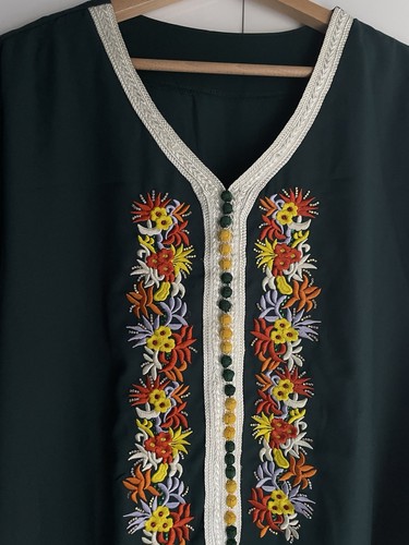 Caftan marocain vert - vert, brodé