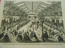 Engraving 1863 - Making the balloon the Giant 20000 meters of taffeta