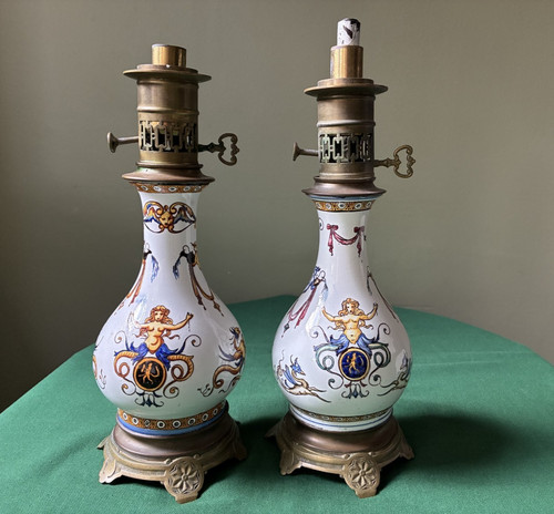 Paire lampes pétrole - lampes, à
