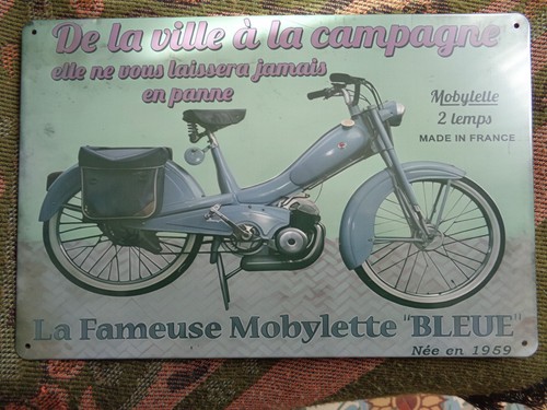 Tole metal mobylette - tole, bleue
