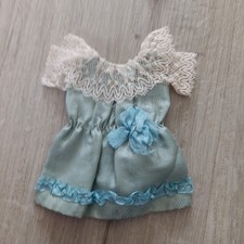 ROBE BLEUE POUPEE ANCIENNE BRU