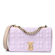Lambskin Quilted Small Lola Bag Pale Thistle Purple Made In Italy