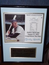 MICKEY MANTLE HOF Induction Plaque Autographed Signed Photo is 8x10 JSA Letter