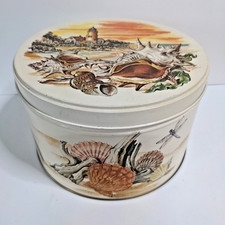 Treasures Of The Sea Vtg Tin Seashells Lighthouse Marine Life Sturgis Pretzels