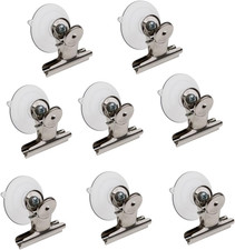 8PCS Suction Cup Clip Hooks Plastic Round Clamp Holder for Bathroom Kitchen 1.7"
