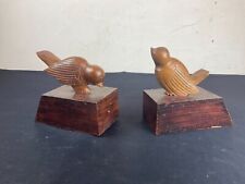 Art Deco wooden bookends, couple of birds