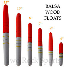 RED & WHITE Balsa Wood TUBE Casting Float Fishing Bobber FIXED / SLIP float