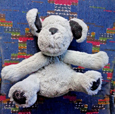 SOR/ DOUDOU PELUCHE CHIEN FOURRURE GRIS NOIR OSCAR J LINE 25 CM ASSIS  TBE