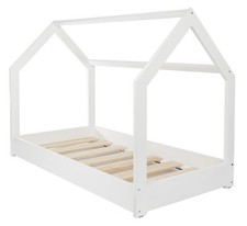 Lit maison 2 en 1, chambre d’enfant, construction cabane, bois naturel 160x80 cm