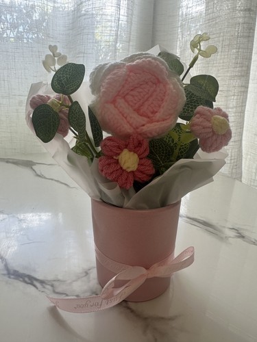 Bouquet fleurs crochet fait - bouquet,