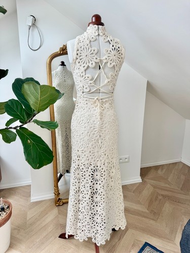 Robe longue écru crochet