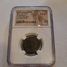 Nero Tetradrachm Egypt Alexandria Rv Zeus Olympios Yr.14  AD 67/8 NGC Ch F