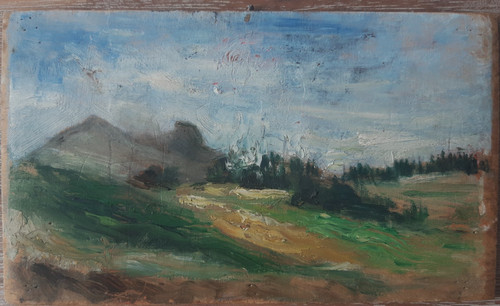 Miniature ancienne huile bois - ancienne,