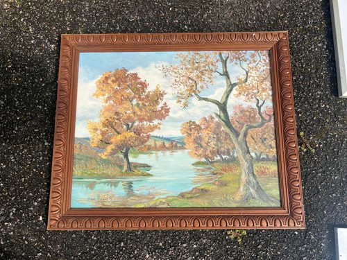 Tableau paysage automnal bord