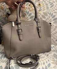 Michael Kors Ciara Large Leather Satchel Tote pearl grey brand new with tags. 