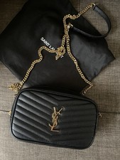 Saint Laurent YSL Mini Lou Crossbody Camera Bag Black Grained Leather