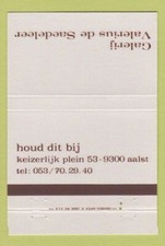 Matchbook Cover - Calerij Valerius de Saedeleer Belgium Painter 40 Strike