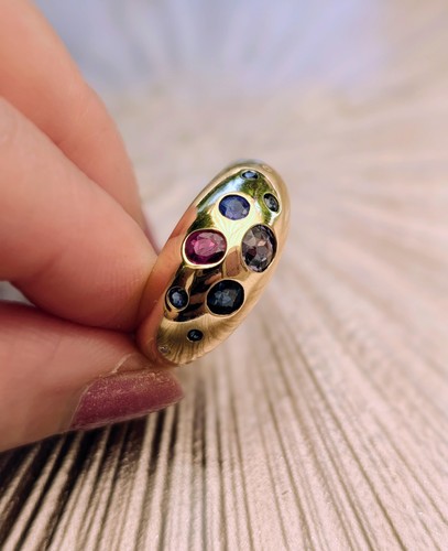 Bague bombée sertie 1 - bague,