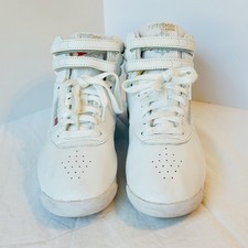 Reebok Straps Classic White High Top Womens Sneakers Athletic Shoes Sz 10 Vtg
