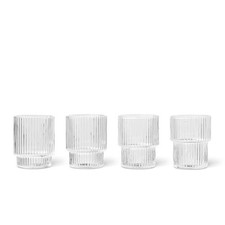 Ferm Living Ripple Small Glasses Set of 4 Clear 5x6cm In Box