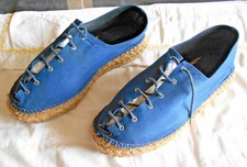 Espadrilles a lacets femme Pointure 38, bleues doublees noires, semelles corde